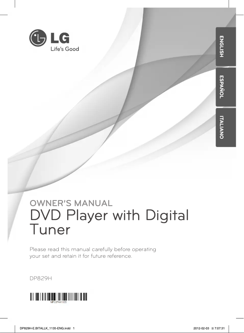 Page n°1 - Manuel utilisateur LG DP829H