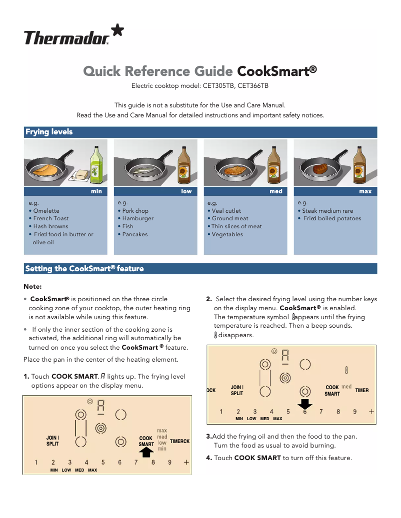 Page 1 de la notice Manuel utilisateur Thermador Masterpiece CET305TB
