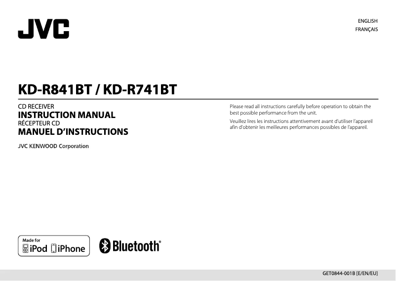 Page n°1 - Manuel utilisateur JVC KD-R741BT