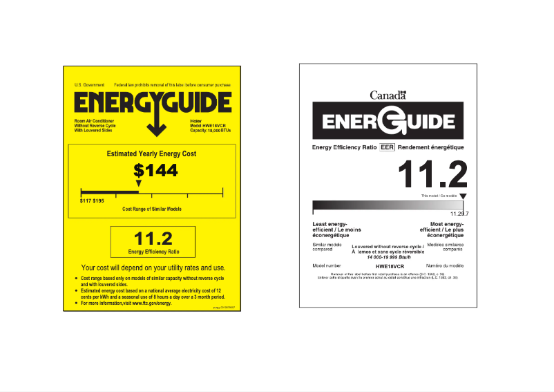 Page 1 de la notice Label énergétique Haier HWE18VCR