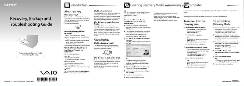 Page 1 de la notice Manuel utilisateur Sony VPCJ128FG