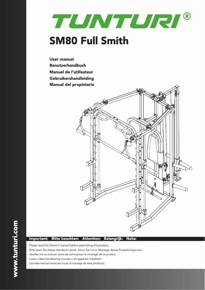 Page n°1 - Manuel utilisateur Tunturi Full Smith SM80
