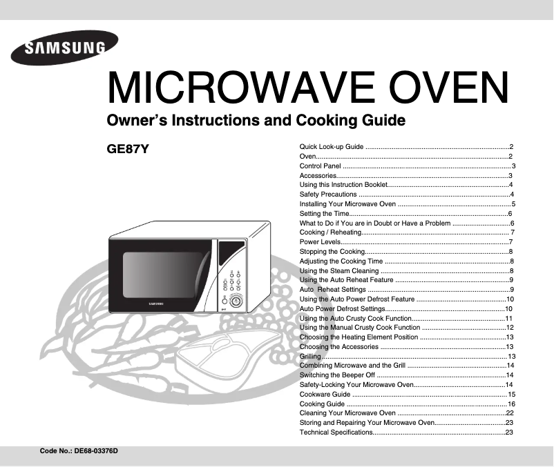 Página 1 del manual Manual de usuario Samsung GE87Y