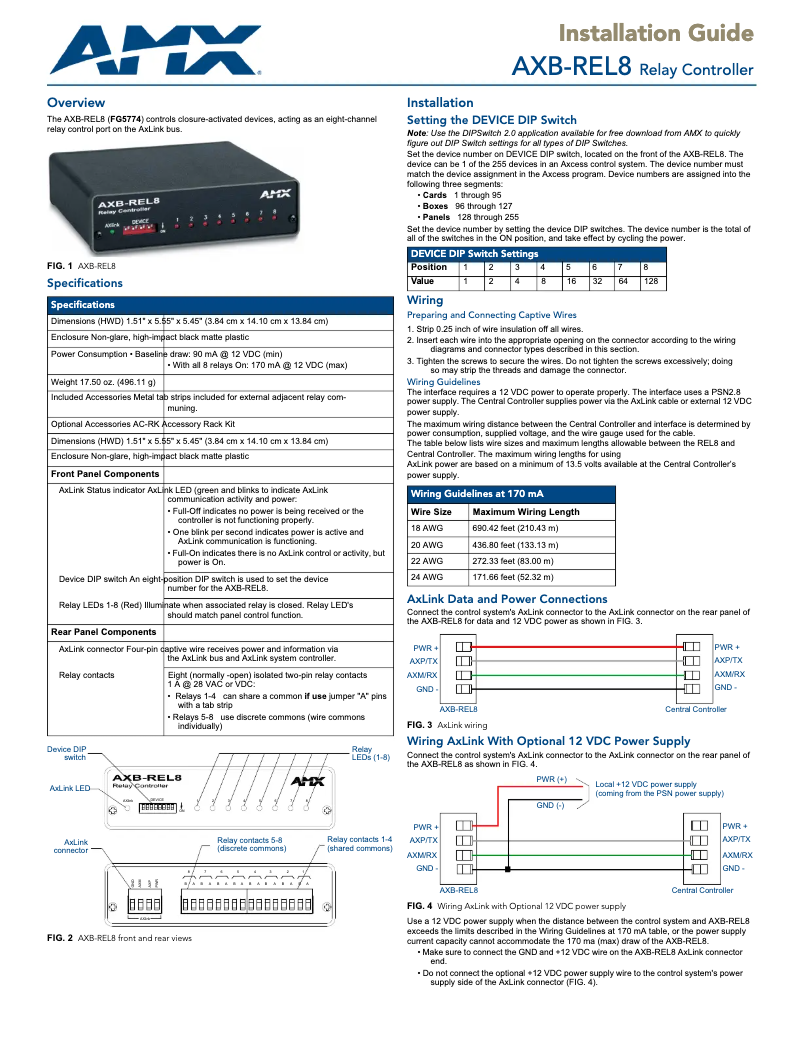 Page n°1 - Manuel utilisateur AMX AXB-REL8