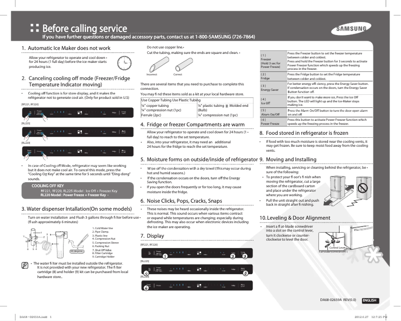Page 1 de la notice Manuel utilisateur Samsung RF221NCTASG