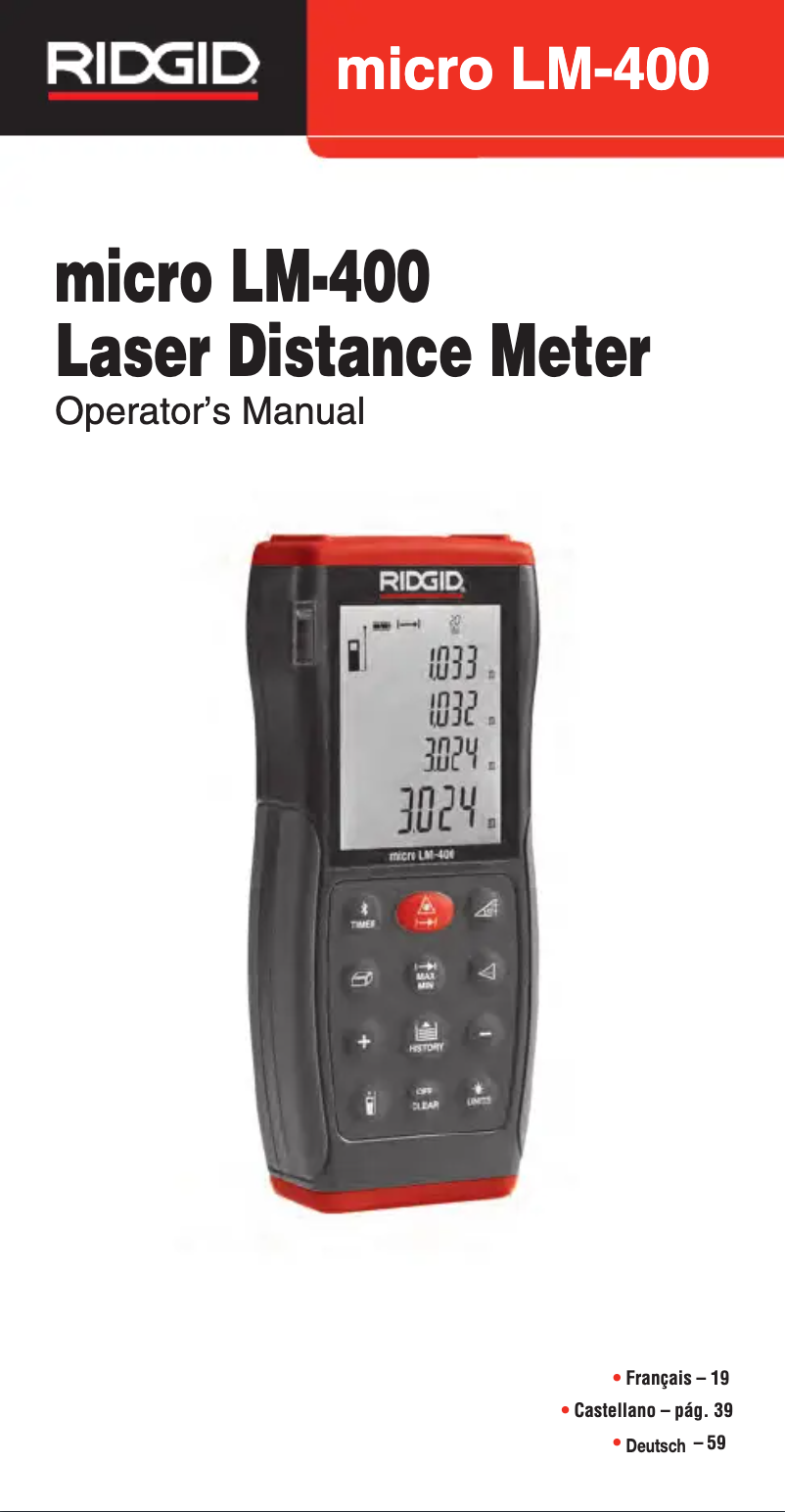 Page n°1 - Manuel utilisateur Ridgid Micro LM-400