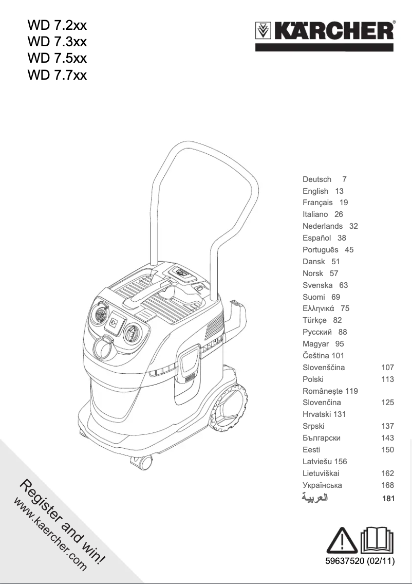 Page n°1 - Manuel utilisateur Kärcher WD 7.700 PT