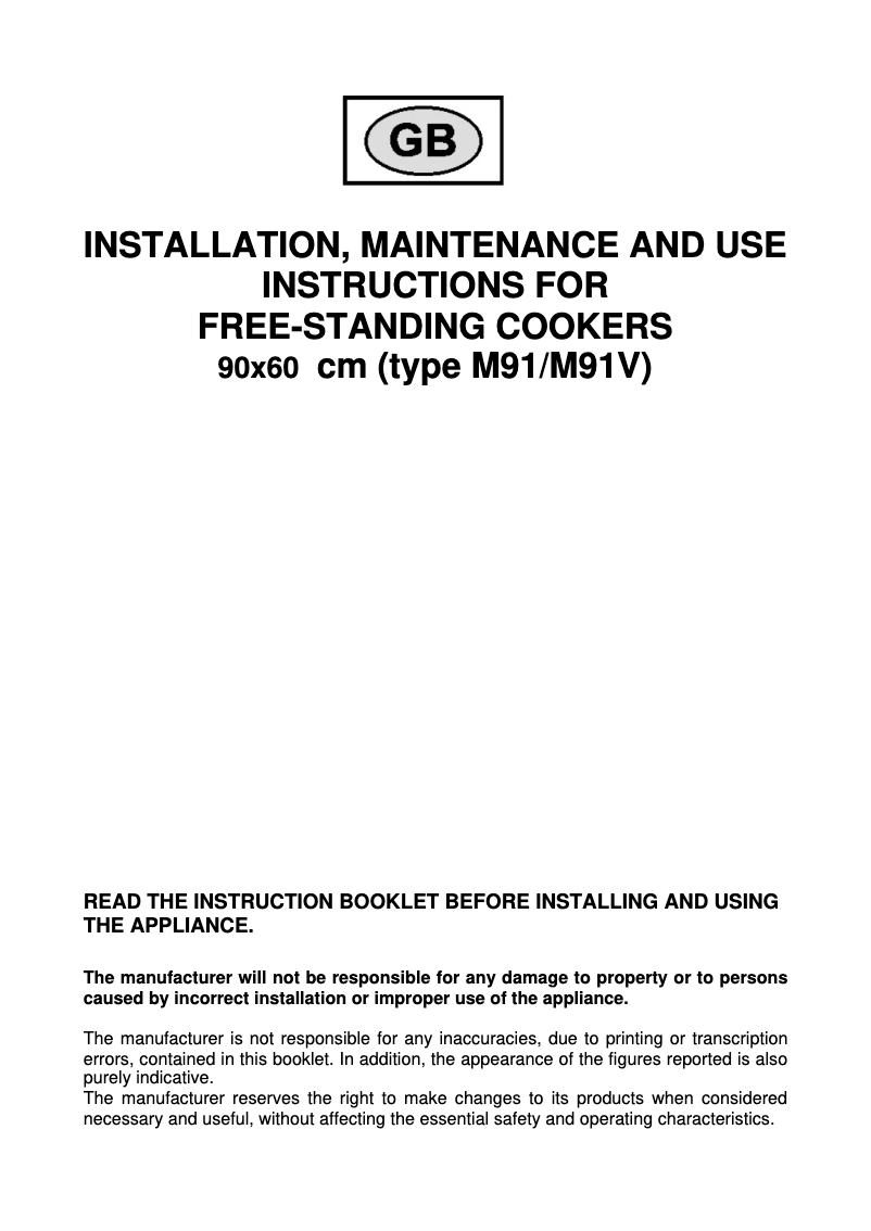 Page n°1 - Manuel utilisateur Bertazzoni M91