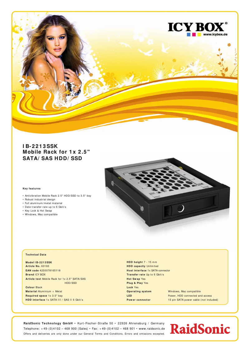 Page 1 de la notice Fiche technique Icy Box IB-2213SSK