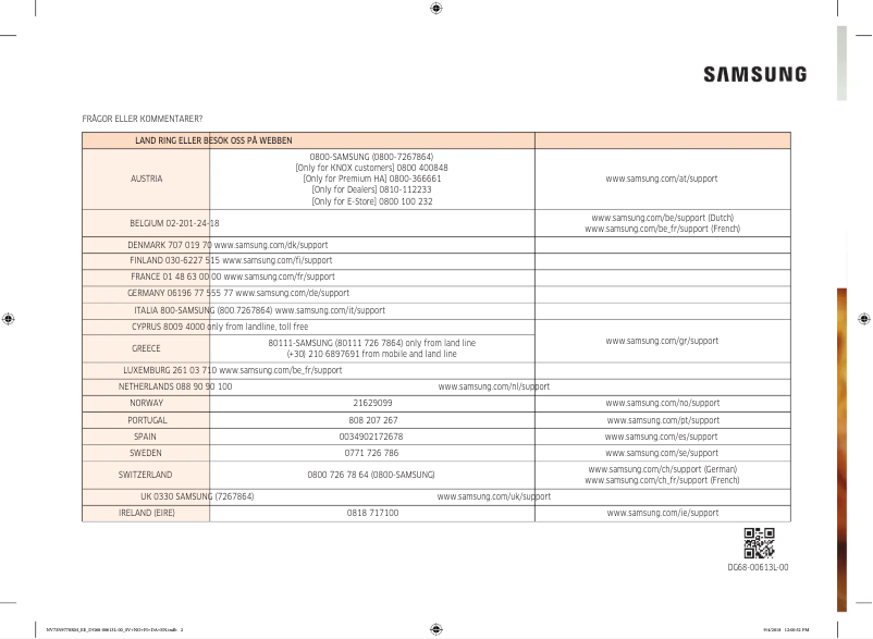 Page 1 de la notice Manuel utilisateur Samsung NV73N9770RM