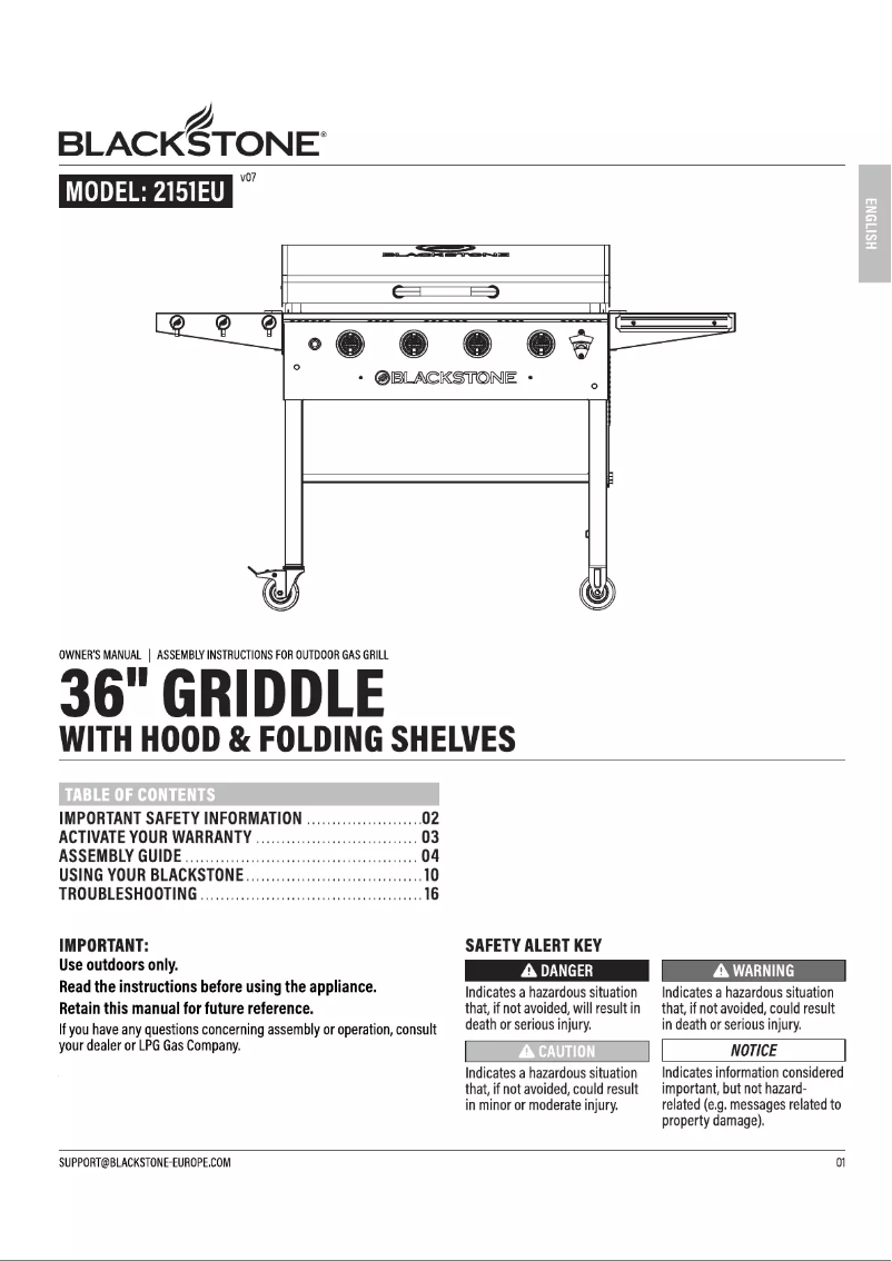Page 1 de la notice Manuel utilisateur Blackstone 2151EU