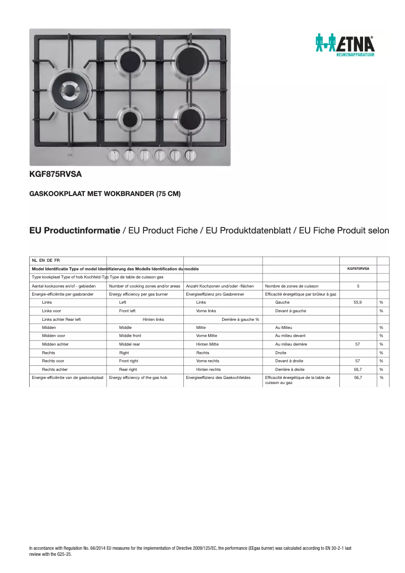 Page n°1 - Fiche technique Etna KGF875RVSA