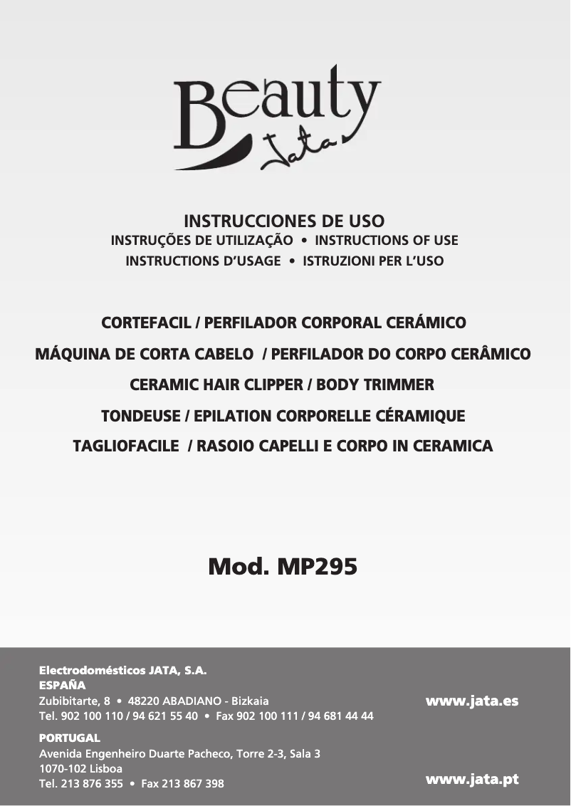 Page 1 de la notice Manuel utilisateur Jata MP295