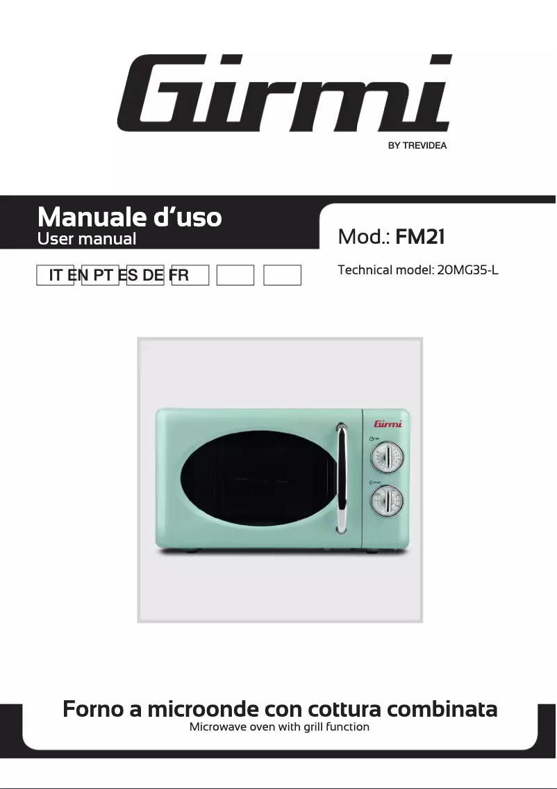 Page 1 de la notice Manuel utilisateur Girmi FM21