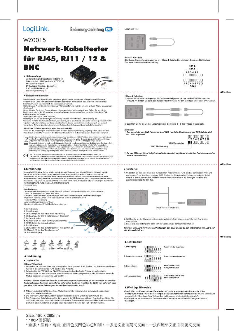 Page 1 de la notice Manuel utilisateur LogiLink WZ0030
