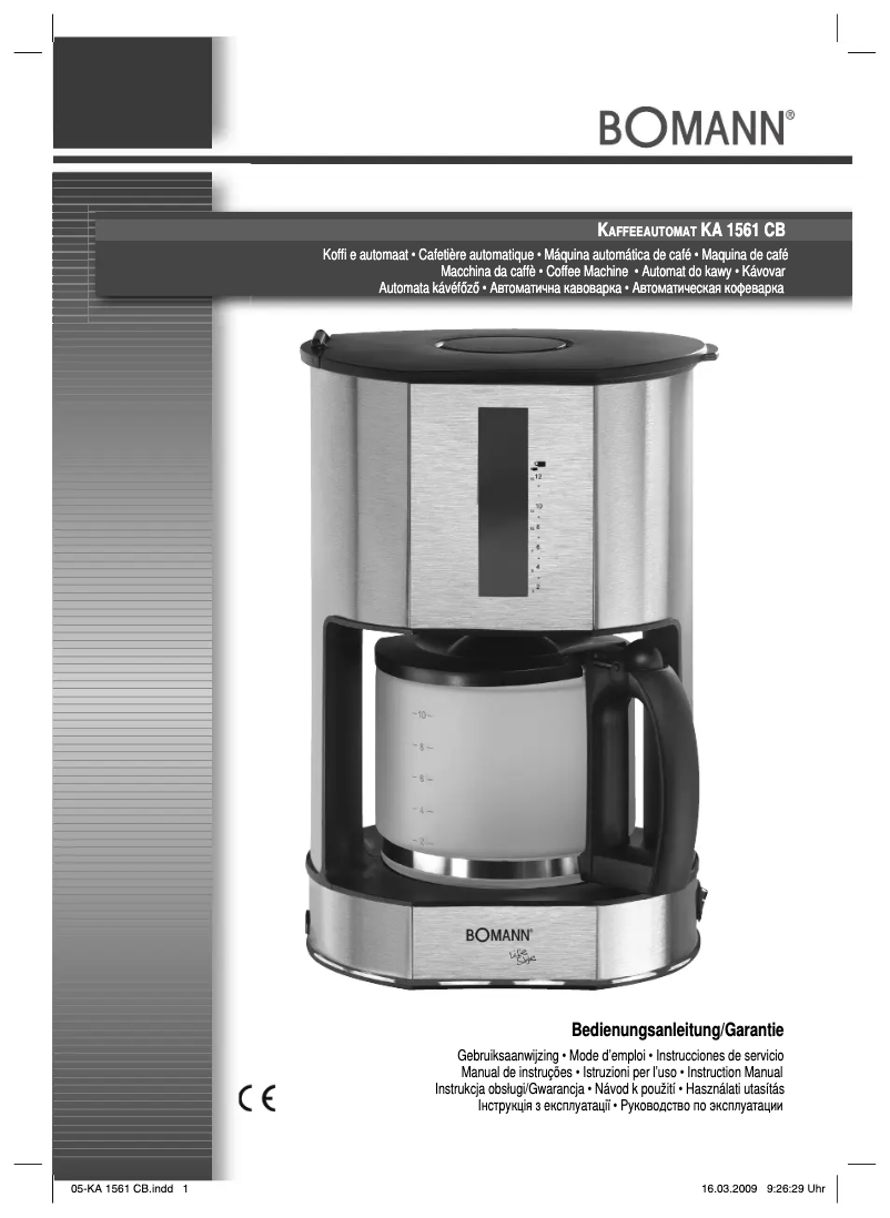 Page 1 de la notice Manuel utilisateur Bomann KA 1561 CB
