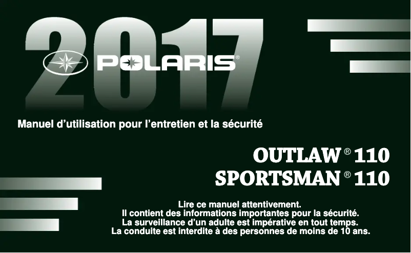 Page 1 de la notice Manuel utilisateur Polaris Sportsman 110 (2017)