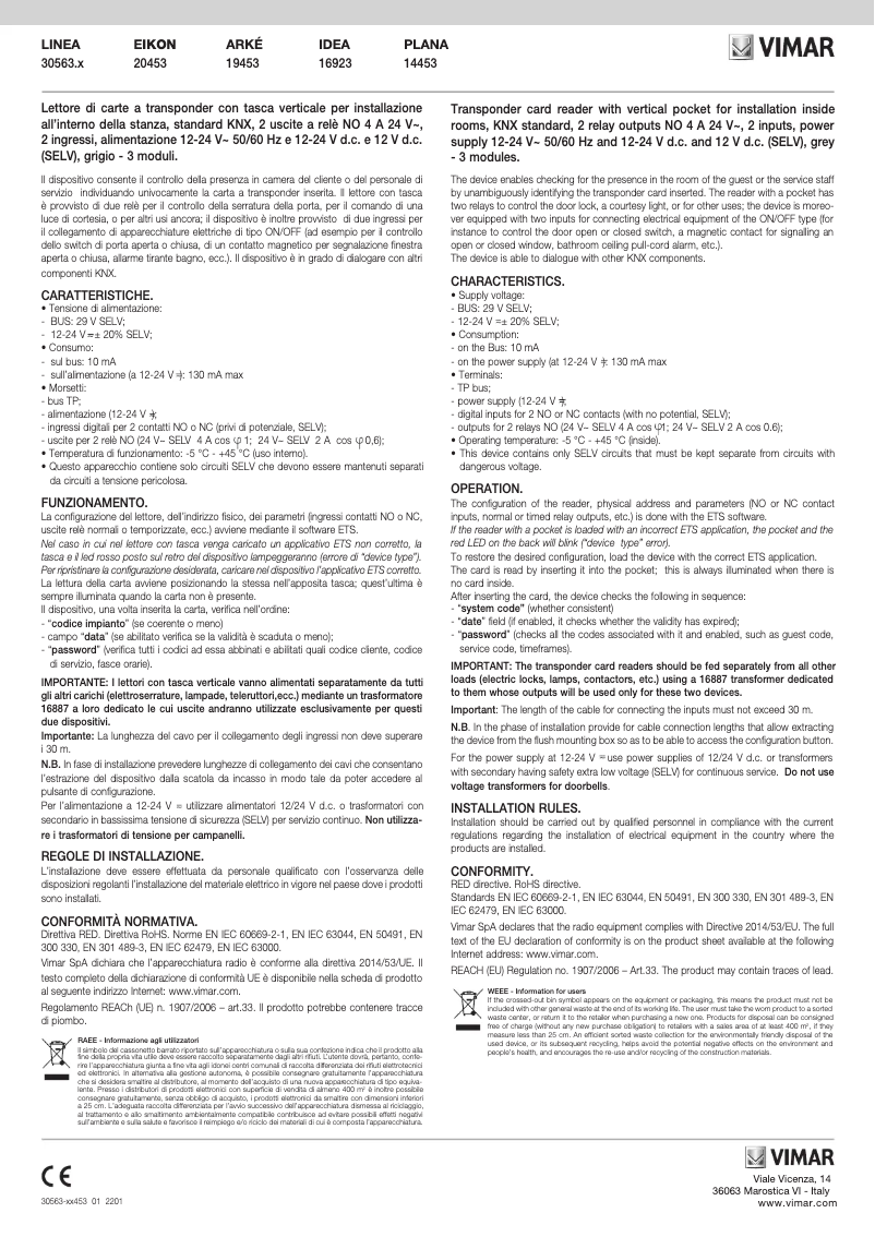 Page n°1 - Instructions / montage Vimar 16923