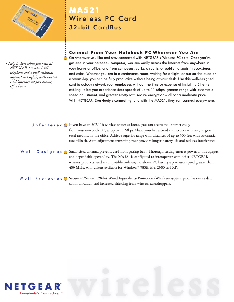 Page 1 de la notice Fiche technique Netgear MA521
