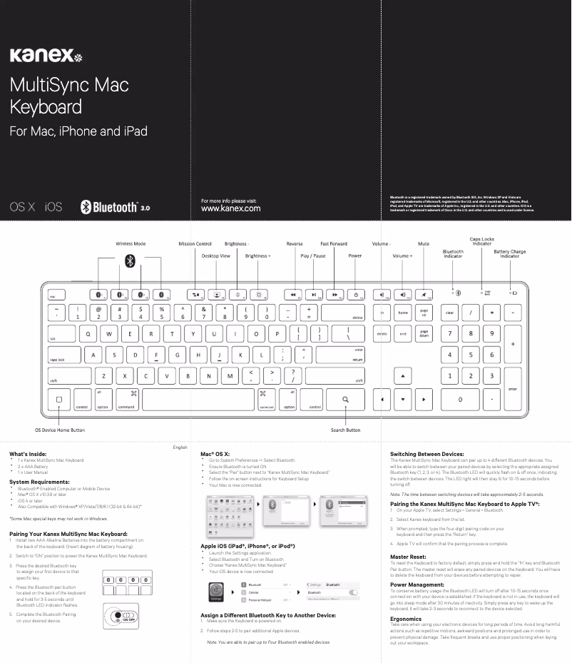 Image de la première page du manuel de l'appareil MultiSync Keyboard
