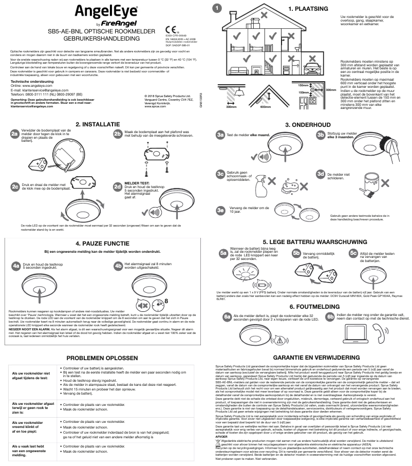 Page 1 de la notice Manuel utilisateur AngelEye SB5-AE-BNL