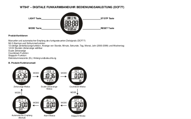 Page 1 de la notice Manuel utilisateur Techno Line WT 947