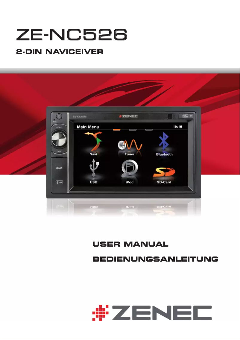 Page 1 de la notice Manuel utilisateur Zenec ZE-NC526