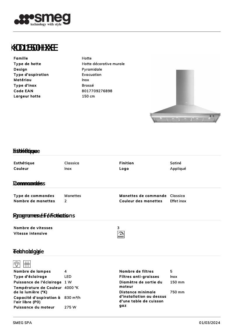 Image de la première page du manuel de l'appareil KD150HXE