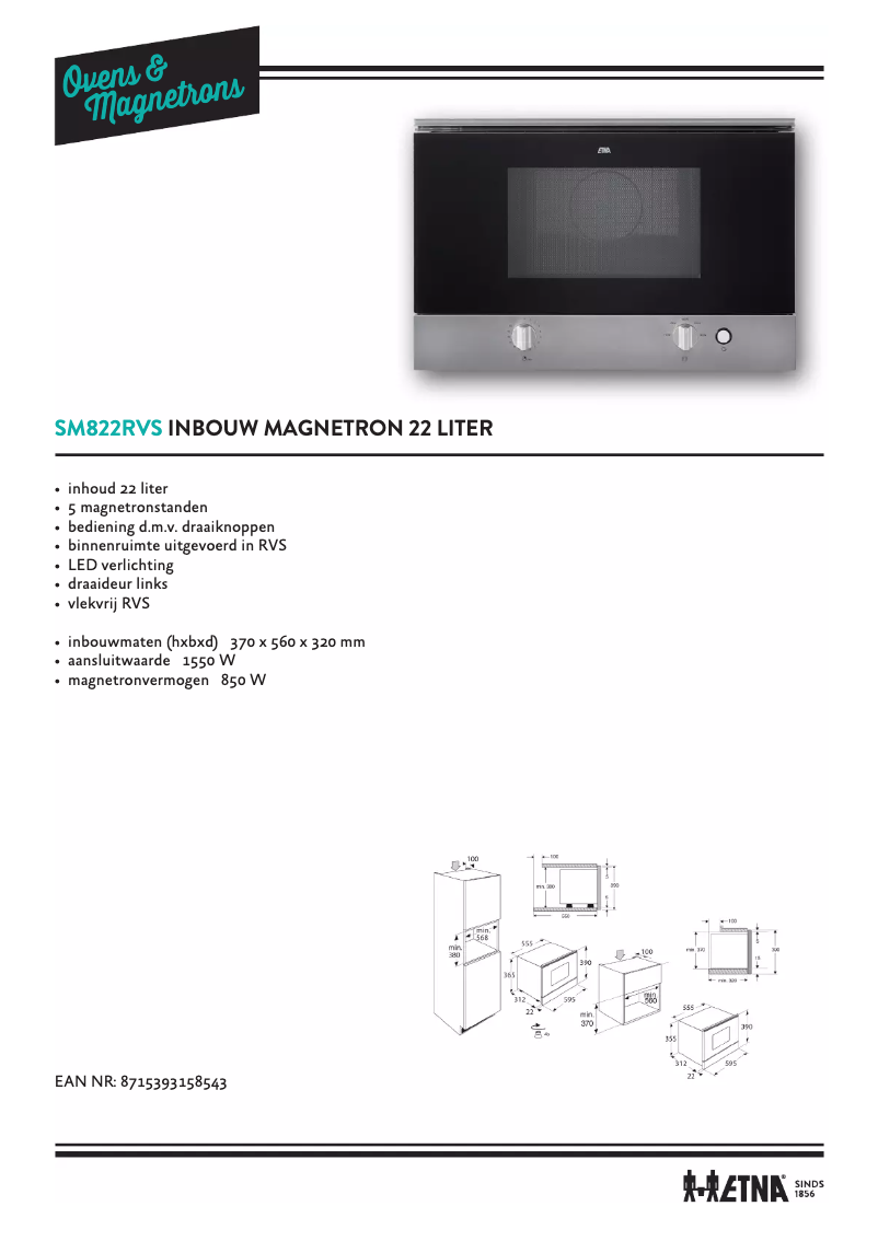 Page 1 de la notice Manuel utilisateur Etna SM822RVS