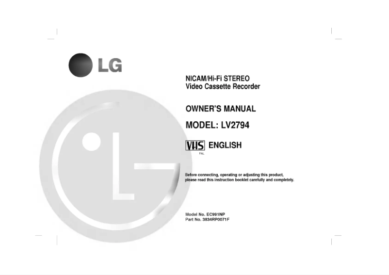 Page 1 de la notice Manuel utilisateur LG EC991NP