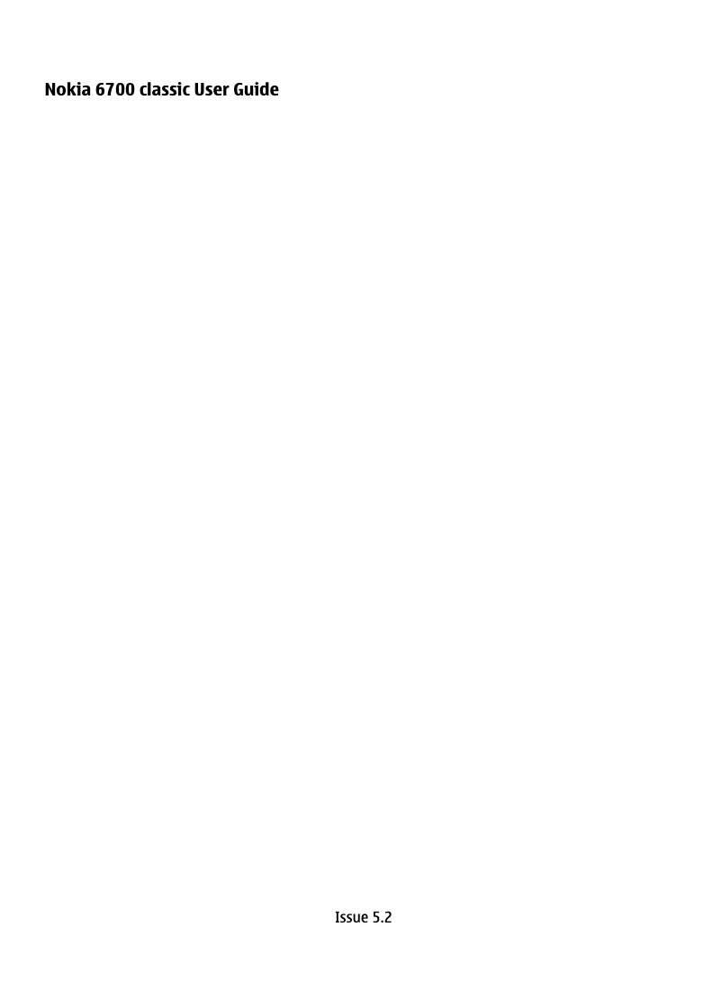 Page 1 de la notice Manuel utilisateur Nokia 6700 Classic