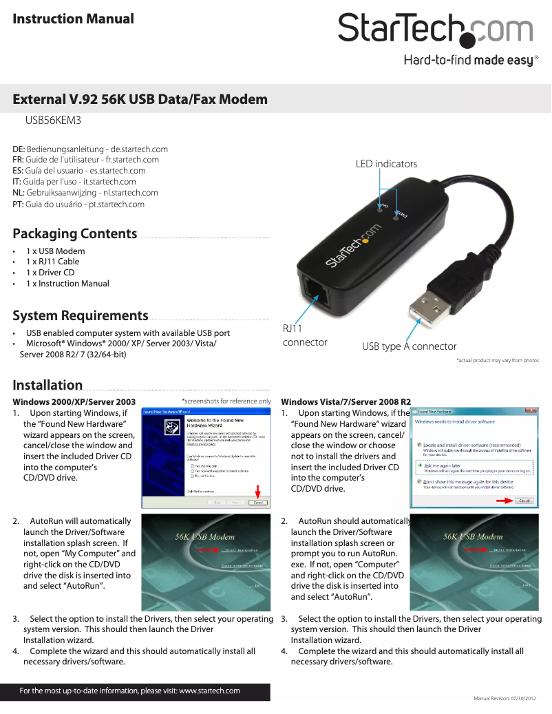 Image de la première page du manuel de l'appareil USB56KEM3