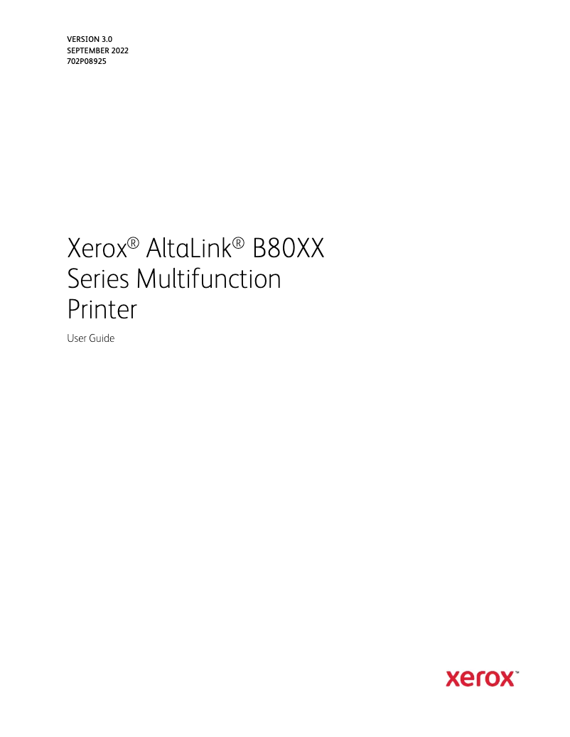 Page 1 de la notice Manuel utilisateur Xerox AltaLink B8045