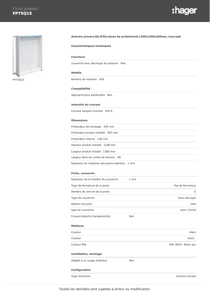 Image de la première page du manuel de l'appareil FP75Q1S