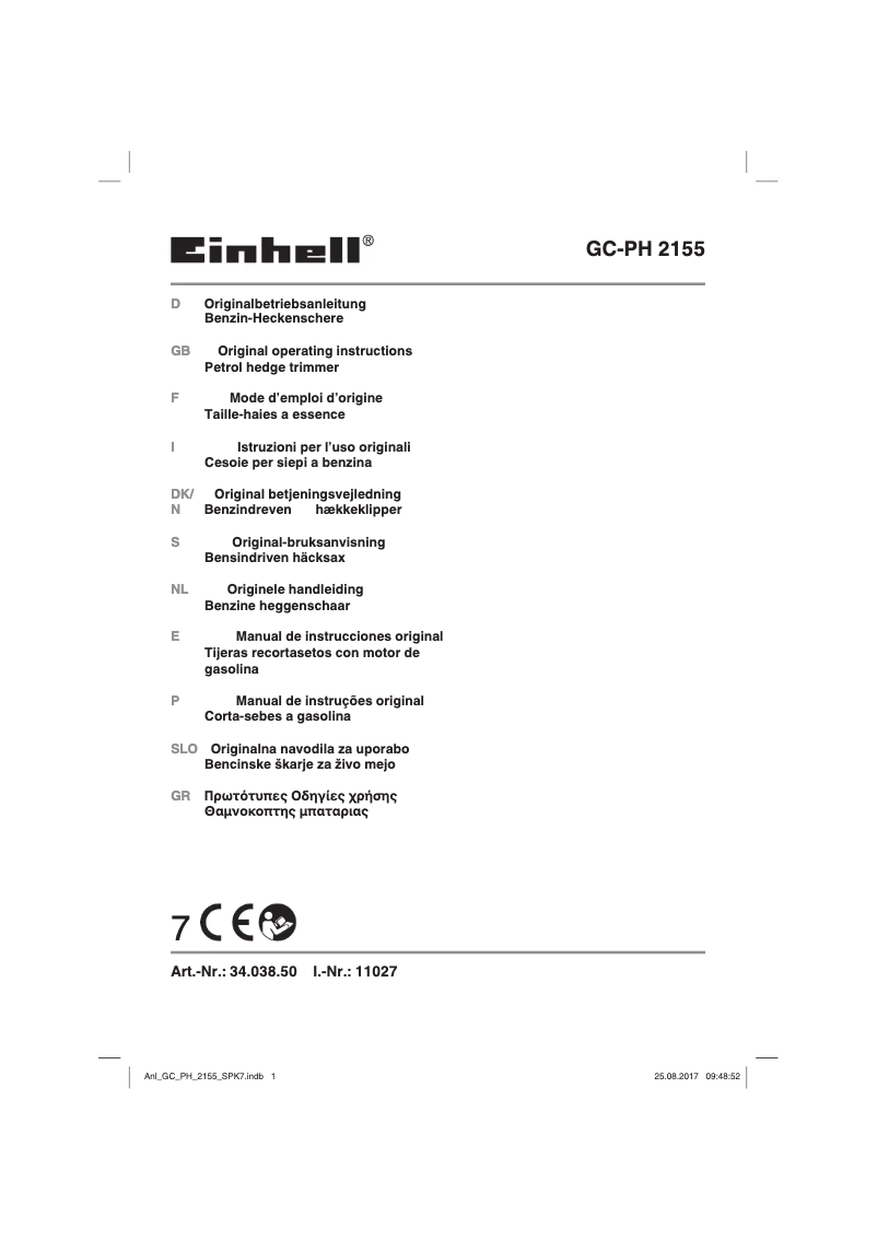 Page n°1 - Manuel utilisateur Einhell GC-PH 2155