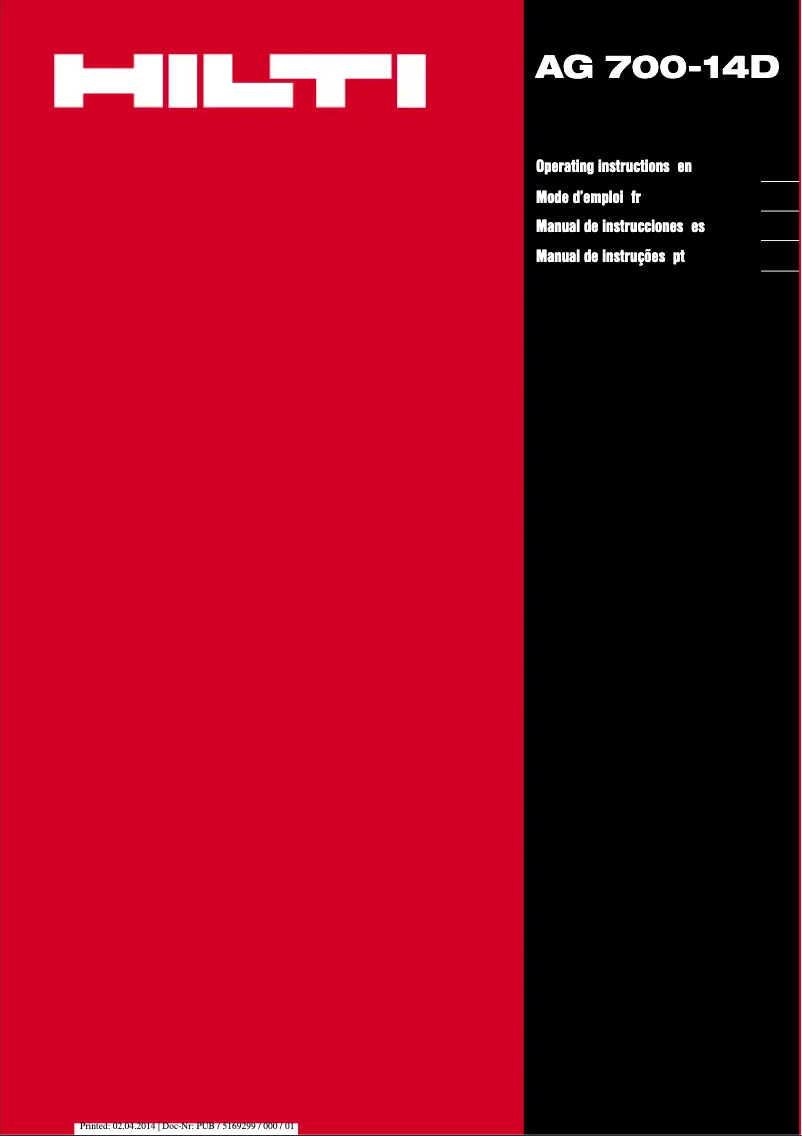 Página 1 del manual Manual de usuario Hilti AG 700-14D