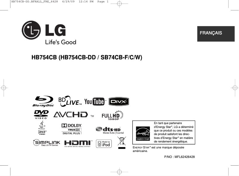 Image de la première page du manuel de l'appareil HB754CB