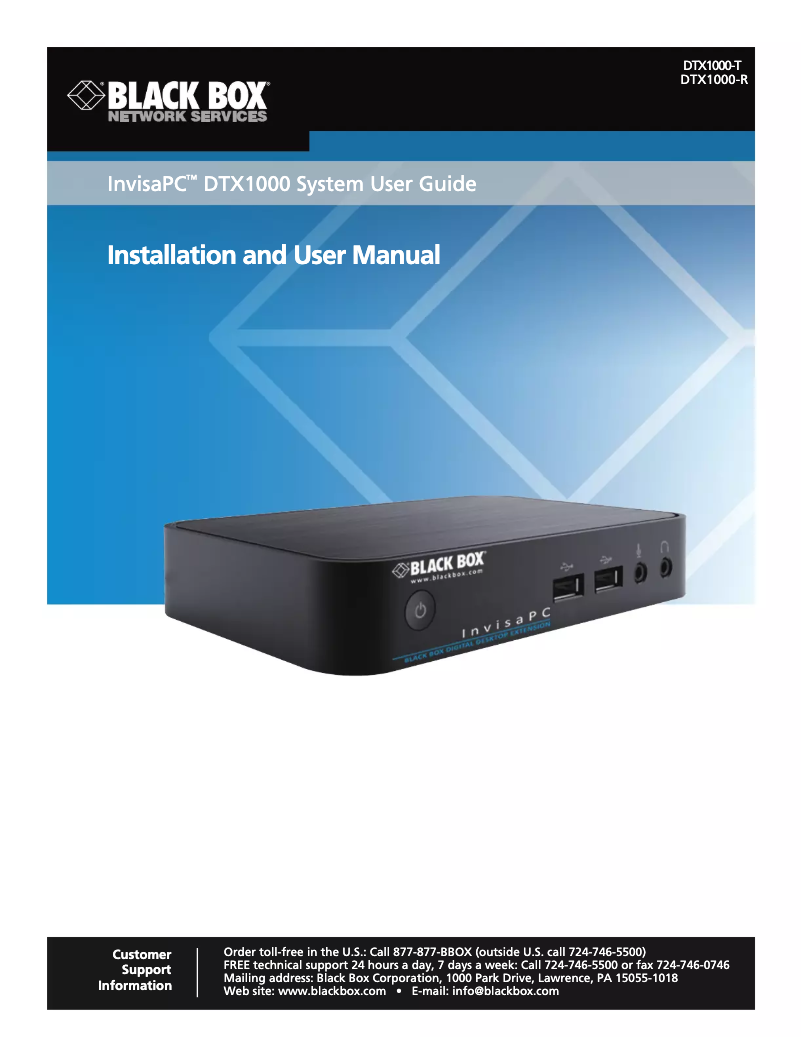 Page n°1 - Manuel utilisateur Black Box InvisaPC DTX1000-T-K