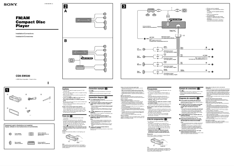 Page n°1 - Guide d'installation Sony CDX-SW330