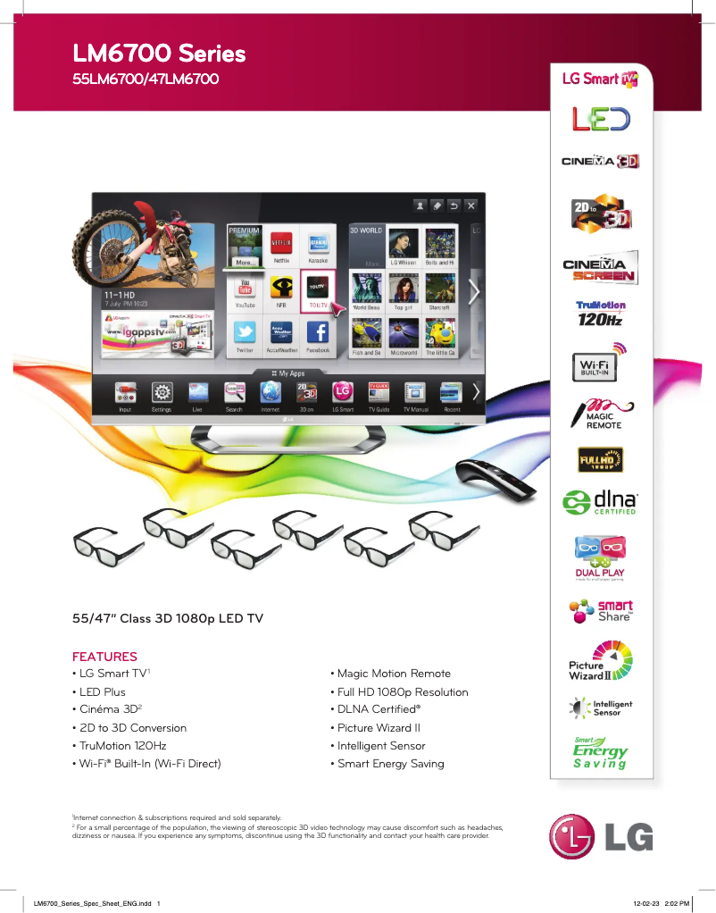 Page n°1 - Fiche technique LG 47LM6700