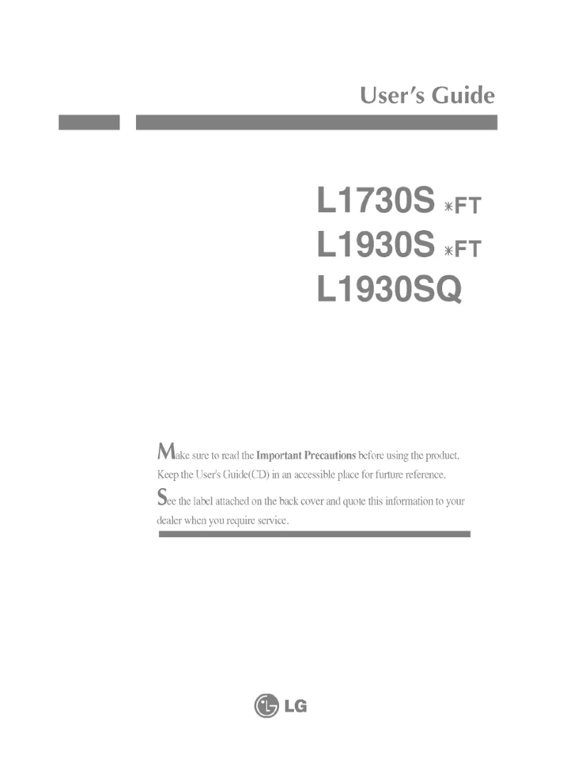Page n°1 - Manuel utilisateur LG L1930PSNP