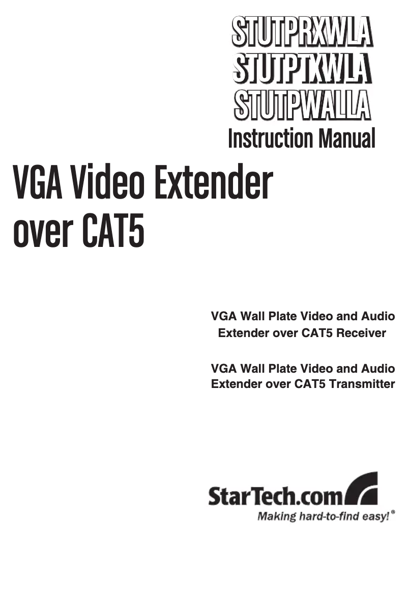 Page n°1 - Manuel utilisateur StarTech.com STUTPRXWLA