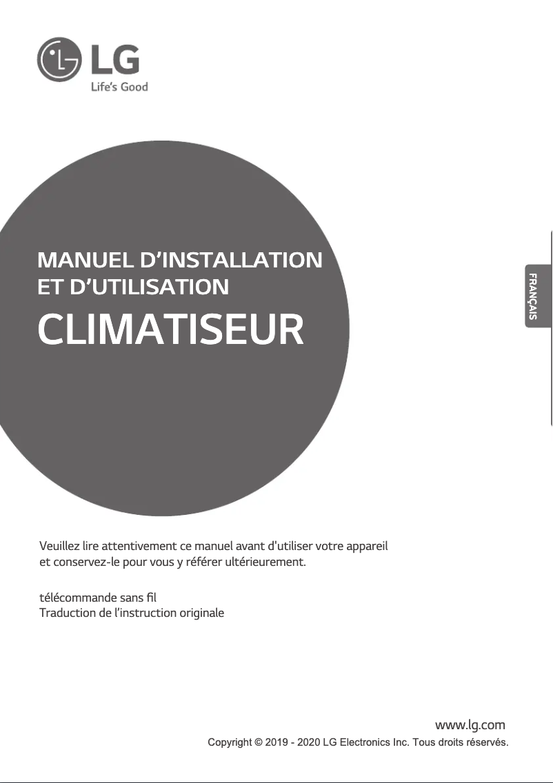 Page 1 de la notice Manuel utilisateur LG MULTI V PWLSSB21H