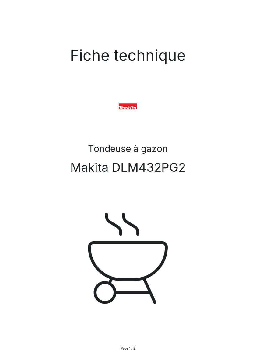 Page n°1 - Fiche technique Makita DLM432PG2