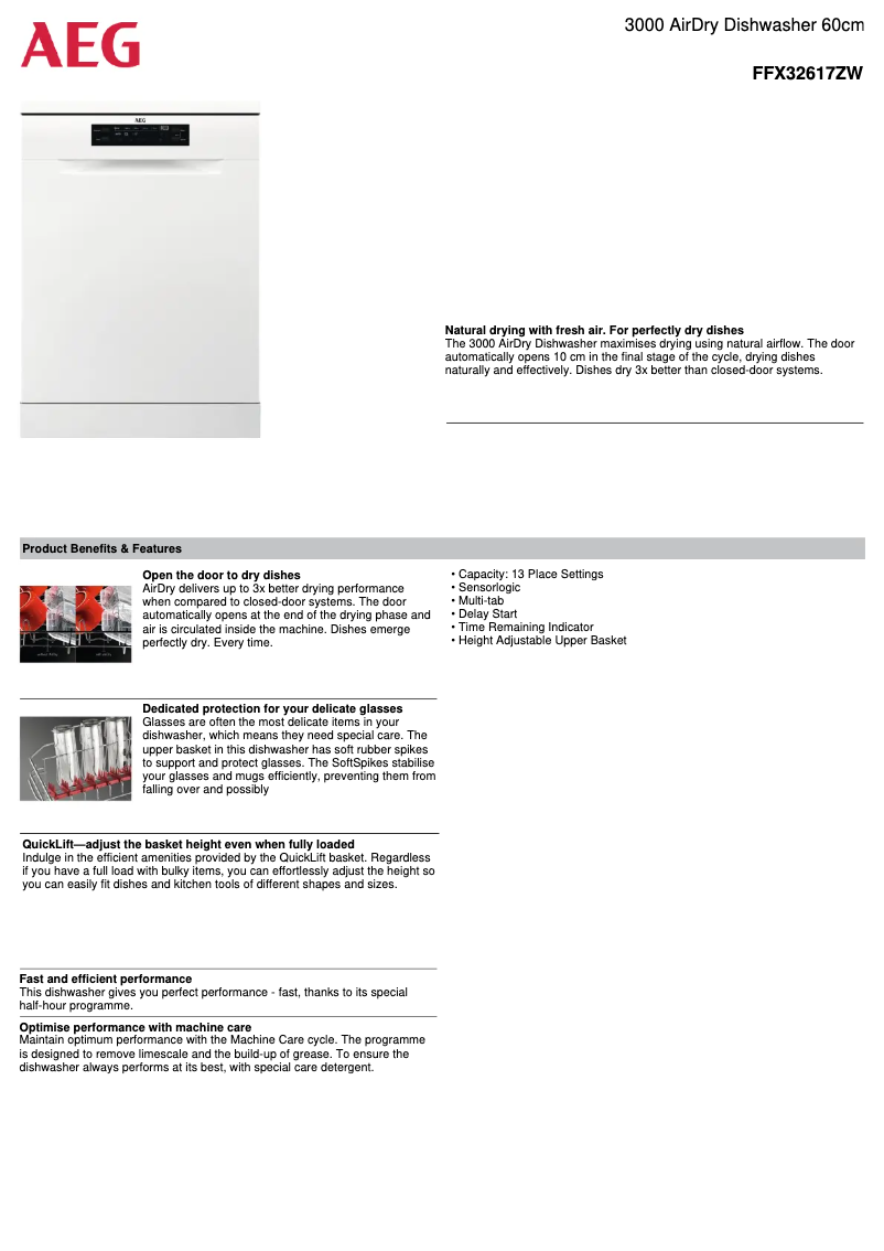 Página 1 del manual Ficha técnica AEG FFX32617ZW