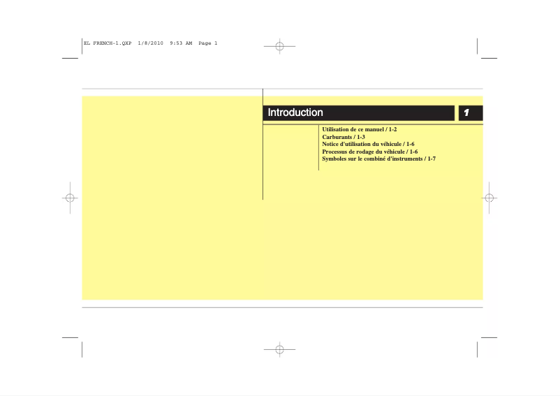 Image de la première page du manuel de l'appareil ix35 (2010)