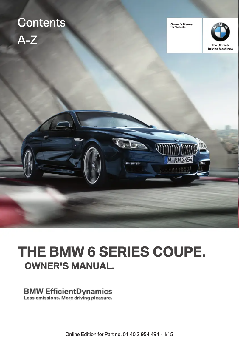 Page 1 de la notice Manuel utilisateur BMW 640i xDrive Coupe (2016)