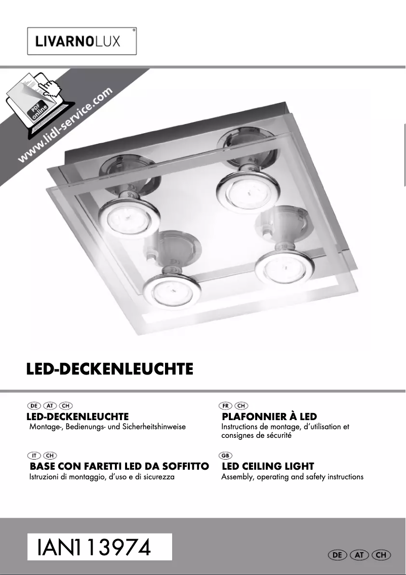 Page 1 de la notice Manuel utilisateur Livarno Lux IAN 113974