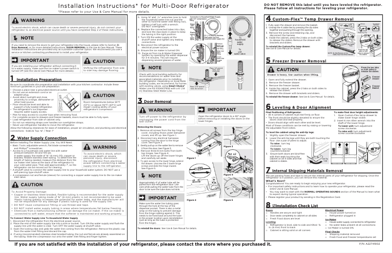 Page n°1 - Guide d'installation Frigidaire PRMC2285AF
