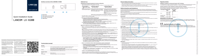 Page n°1 - Guide d'installation Lancom LX-6200